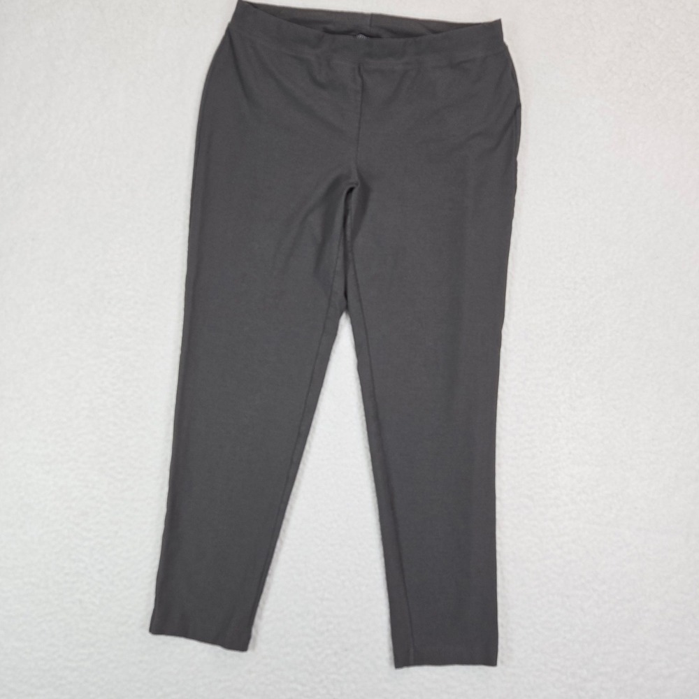 Eileen Fisher Womens Gray Slim Leg Ankle Pants Medium Stretch Knit Minimalist - Picture 2 of 13